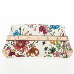 Pre Owned Gucci Flora Horsebit Flap Clutch