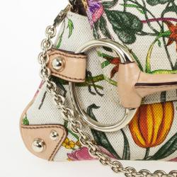 Pre Owned Gucci Flora Horsebit Flap Clutch