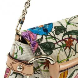 Pre Owned Gucci Flora Horsebit Flap Clutch