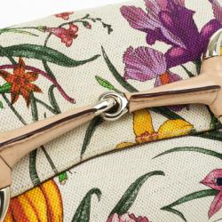 Pre Owned Gucci Flora Horsebit Flap Clutch