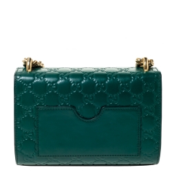 Pre Owned Gucci Green Guccissima Leather Small Padlock Shoulder Bag