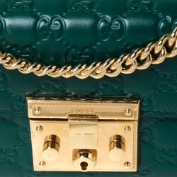 Pre Owned Gucci Green Guccissima Leather Small Padlock Shoulder Bag