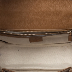 Pre Owned Gucci Tan Leather Medium Tassel Bamboo Top Handle Bag