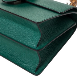 Pre Owned Gucci Green Leather Medium Dionysus Bamboo Top Handle Bag
