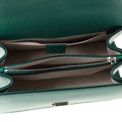Pre Owned Gucci Green Leather Medium Dionysus Bamboo Top Handle Bag