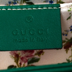 Pre Owned Gucci Green Leather Small Thiara Bamboo Top Handle Bag