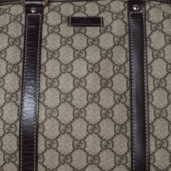 مملوكة مسبقًا Gucci Beige/Brown GG Supreme Canvas and Leather Medium Carry On Duffle Bag