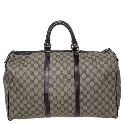 مملوكة مسبقًا Gucci Beige/Brown GG Supreme Canvas and Leather Medium Carry On Duffle Bag