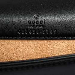 Gucci Black Animal Studs Matelasse Leather Mini GG Marmont Chain Clutch