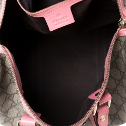 Gucci Pink/Beige GG Supreme Canvas and Leather Medium Joy Boston Bag