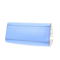 Pre Owned Gucci Blue Leather Mini Nymphaea Bamboo Top Handle Bag