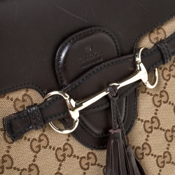 مملوكة مسبقًا حقيبة كتف غوتشي سلسلة إميلي كبيرة جلد غوتشيسيما زرقاء كحلية