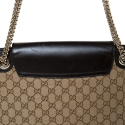 مملوكة مسبقًا حقيبة كتف غوتشي سلسلة إميلي كبيرة جلد غوتشيسيما زرقاء كحلية