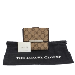 Gucci Beige/Brown GG Canvas and Leather Compact Wallet