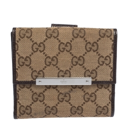 Gucci Beige/Brown GG Canvas and Leather Compact Wallet