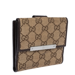 Gucci Beige/Brown GG Canvas and Leather Compact Wallet