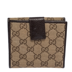 Gucci Beige/Brown GG Canvas and Leather Compact Wallet