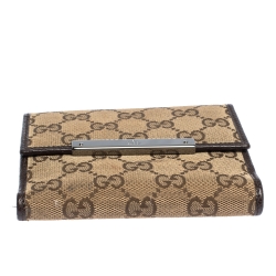 Gucci Beige/Brown GG Canvas and Leather Compact Wallet
