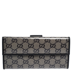 Gucci Black GG Crystal Canvas and Leather Continental Wallet