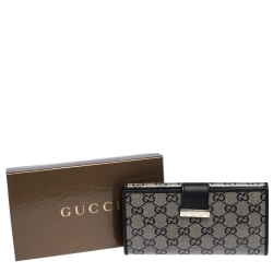 Gucci Black GG Crystal Canvas and Leather Continental Wallet