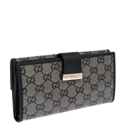 Gucci Black GG Crystal Canvas and Leather Continental Wallet