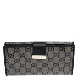 Gucci Black GG Crystal Canvas and Leather Continental Wallet