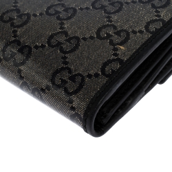Gucci Black GG Crystal Canvas and Leather Continental Wallet