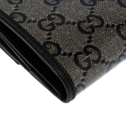 Gucci Black GG Crystal Canvas and Leather Continental Wallet