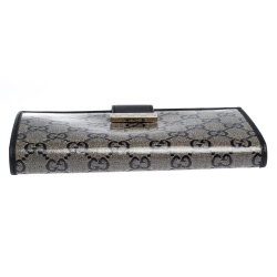 Gucci Black GG Crystal Canvas and Leather Continental Wallet
