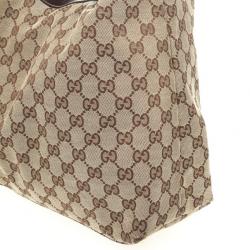 Pre Owned Gucci Brown GG Canvas 'Horsebit Tassel' Medium Hobo