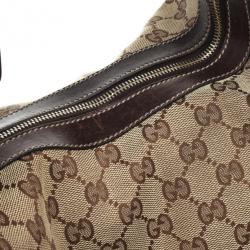 Pre Owned Gucci Brown GG Canvas 'Horsebit Tassel' Medium Hobo