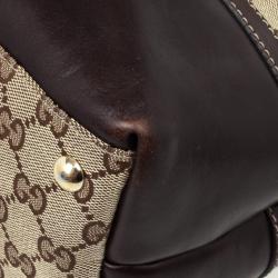Pre Owned Gucci Brown GG Canvas 'Horsebit Tassel' Medium Hobo