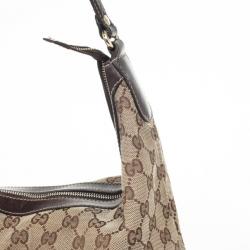 Pre Owned Gucci Brown GG Canvas 'Horsebit Tassel' Medium Hobo