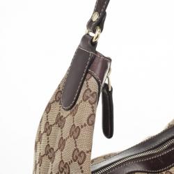 Pre Owned Gucci Brown GG Canvas 'Horsebit Tassel' Medium Hobo