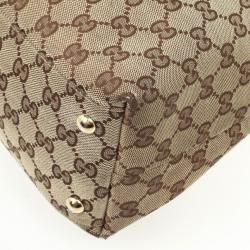 Pre Owned Gucci Brown GG Canvas 'Horsebit Tassel' Medium Hobo