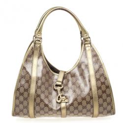 Pre Owned Gucci Crystal GG Joy Pushlock Bardot Medium Hobo Bag