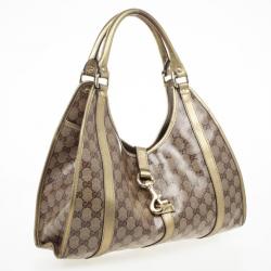 Pre Owned Gucci Crystal GG Joy Pushlock Bardot Medium Hobo Bag