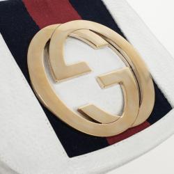 Pre Owned Gucci White Leather Crossbody Flap Bag