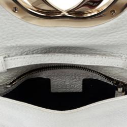 Pre Owned Gucci White Leather Crossbody Flap Bag