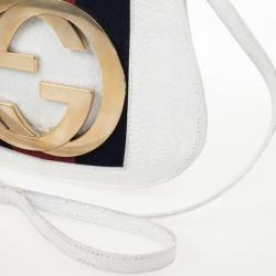 Pre Owned Gucci White Leather Crossbody Flap Bag