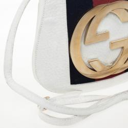 Pre Owned Gucci White Leather Crossbody Flap Bag