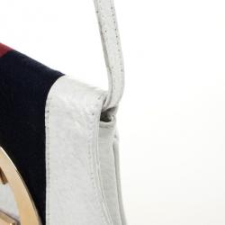Pre Owned Gucci White Leather Crossbody Flap Bag
