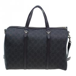 Pre Owned Gucci Brown Coated Canvas Medium Nice GG Supreme Boston Bag