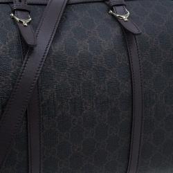 Pre Owned Gucci Brown Coated Canvas Medium Nice GG Supreme Boston Bag