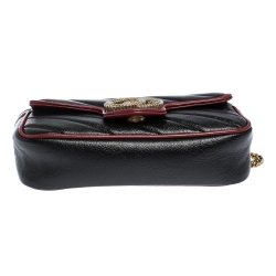 مملوكة مسبقًا Gucci Black Diagonal Quilt Leather Mini GG Marmont Torchon Shoulder Bag