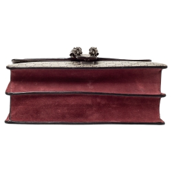 Pre Owned Gucci Beige/Maroon GG Supreme Canvas and Suede Medium Dionysus Shoulder Bag
