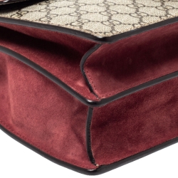 Pre Owned Gucci Beige/Maroon GG Supreme Canvas and Suede Medium Dionysus Shoulder Bag