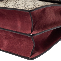 Pre Owned Gucci Beige/Maroon GG Supreme Canvas and Suede Medium Dionysus Shoulder Bag