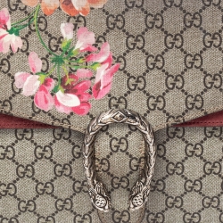 Pre Owned Gucci Beige/Maroon GG Supreme Canvas and Suede Medium Dionysus Shoulder Bag