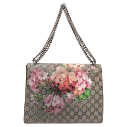 Pre Owned Gucci Beige/Maroon GG Supreme Canvas and Suede Medium Dionysus Shoulder Bag